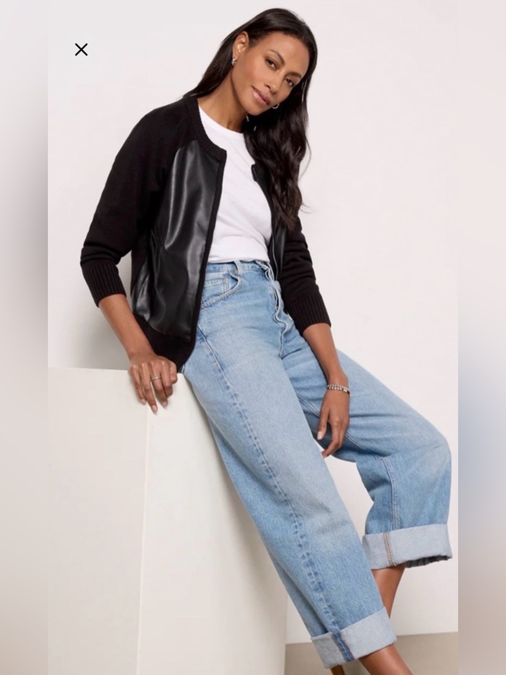 Evereve Harlow Black Bomber-Style Cardigan